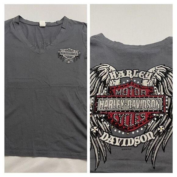 Harley Davidson Grey Thermal Plus Size Shirt Plus Size Large - Picture 1 of 10